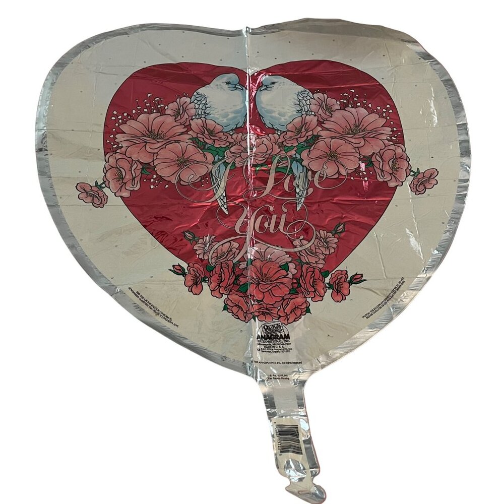 I love you vintage anagram 20.5 inches 1992 mylar balloon foil White Doves Paint